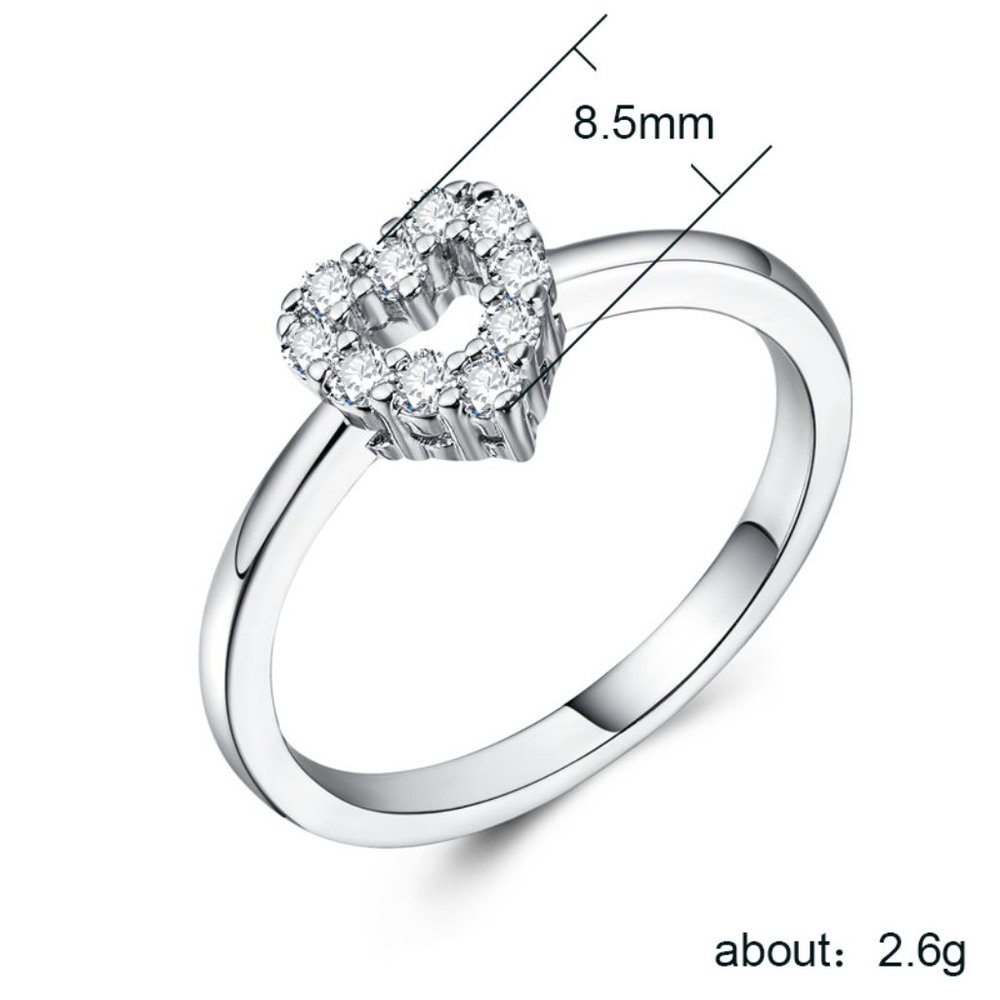 🥰Hollow Tiny Zircon Cute Lovely Simple Heart Rings for Women, INDN8029 - Picture 2 of 5